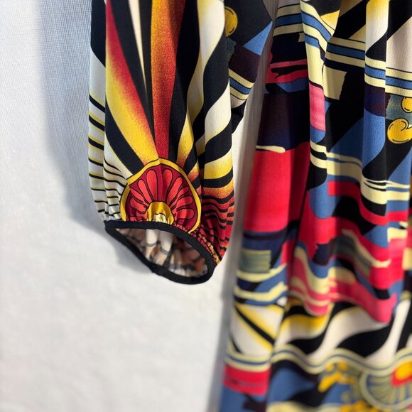 Colorful Abstract Print Womens Top With Elastic Sleeves By Evovorro - Size S - Picture 8 of 10